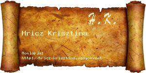 Hricz Krisztina névjegykártya
